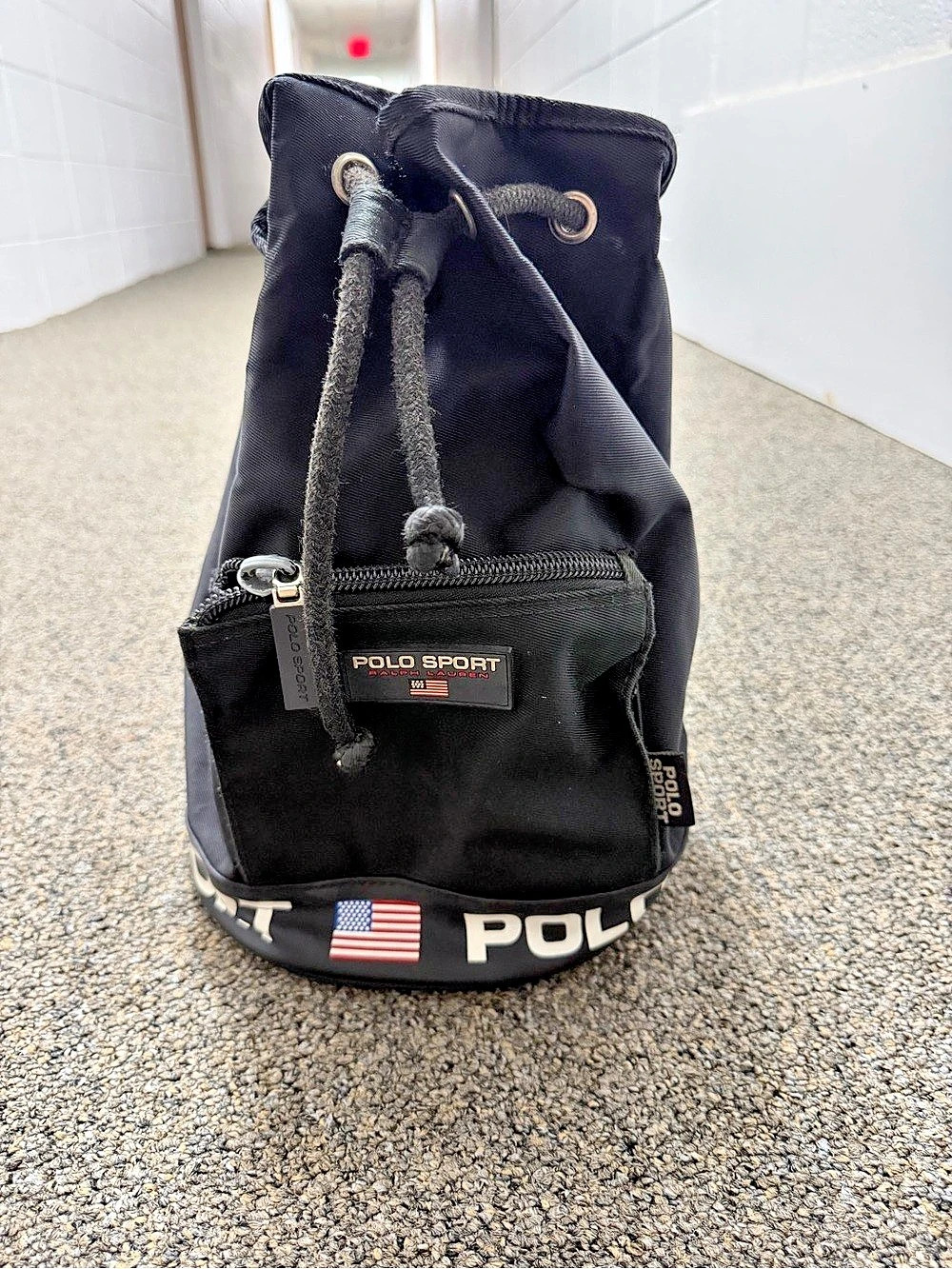 Vintage Polo Sport Ralph Lauren Vintage Black Nylon Drawstring Backpack